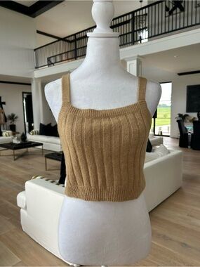 wild fable Ribbed Knit Cropped Tank Top in Camel Brown